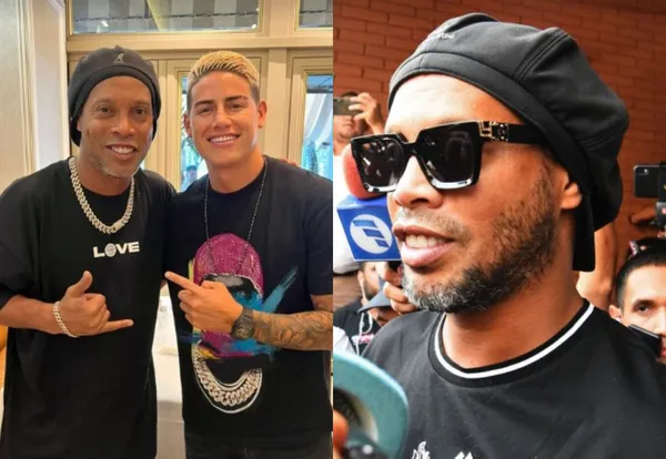 James Rodríguez se reunió con Ronaldinho y posaron para una foto en las redes sociales.