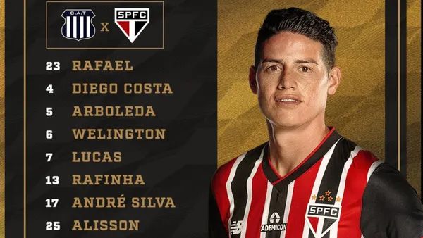 James Rodríguez titular en Sao Paulo vs Talleres
