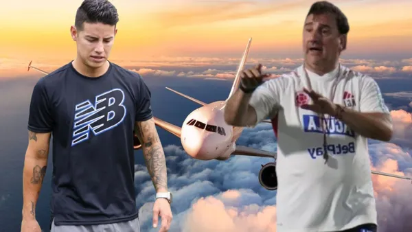 James Rodríguez y a su lado Néstor Lorenzo el DT de la Selección Colombia