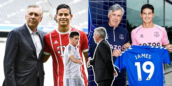 James Rodríguez y Carlo Ancelotti