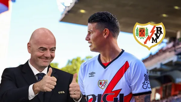 James Rodríguez y Gianni Infantino Foto: Rayo Vallecano y FIFA