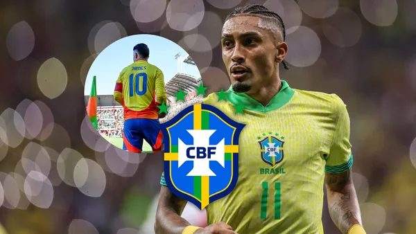 James Rodríguez y Raphinha Foto: James Rodríguez, CBF y Escudoteca