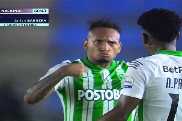 Jarlan Barrera marcó un doblete en Santa Marta y tuvo un particular gesto.