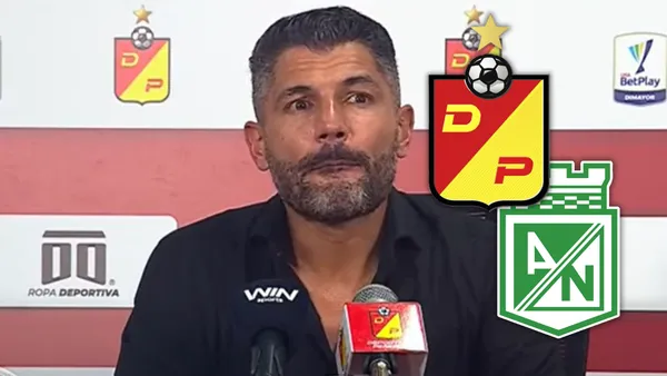 Javier Gandolfi y sus declaraciones en rueda de prensa post partido Foto: Captura de DIMAYOR y Escudoteca