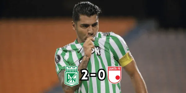 Jefferson Duque marcó el segundo tanto de Nacional en el partido contra Santa Fe.