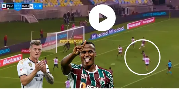 Jhon Arias celebrando un gol con el Fluminese de Brasil