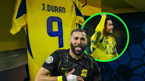 Jhon Jader Durán, Karim Benzema y Cristiano Ronaldo Foto: Al-Nassr y Al Ittihad