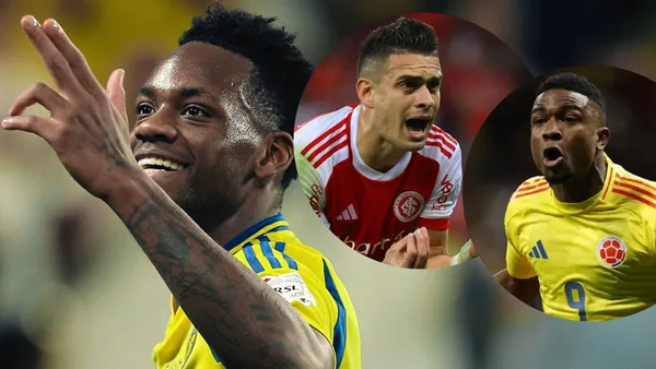 Jhon Jader Durán, Rafael Santos Borré y Jhon Córdoba Foto: Al Nassr, SC Internacional y FCF