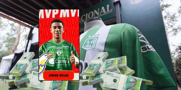 Johan Rojas jugador de La Equidad y la camiseta de Atlético Nacional