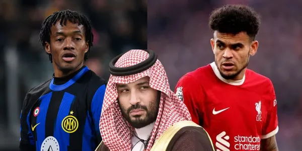 Juan Cuadrado y Luis Díaz. Foto de Cuadrado de Caracol Radio, Díaz de Liverpool Echo y Jeque de TUDN.