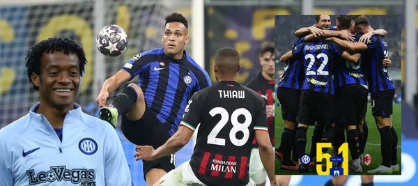 Juan Guillermo Cuadrado presenció desde el banco la goleada 5-1 de Inter al Milán en liga de Italia