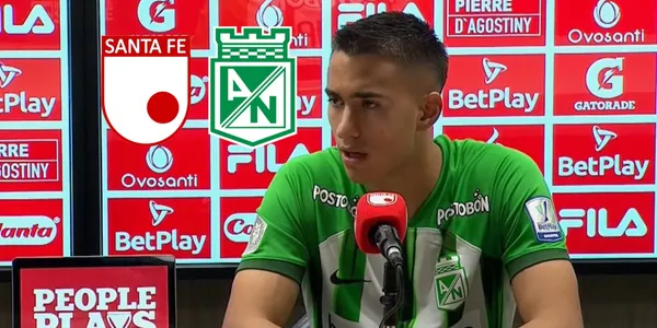 Juan José Arias en la rueda de prensa de Atlético Nacional luego de jugar contra Santa Fe