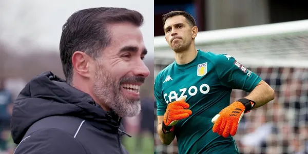 Juan Pablo Ángel estuvo de visita en el Aston Villa de Inglaterra y generó una inesperada reacción del Dibu Martínez.