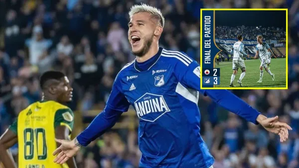 Juan Pablo Vargas celebrando gol con Millonarios- Fotos: RCN- redes Millonarios