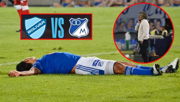 Jugador de Millonarios tendido en la cancha
