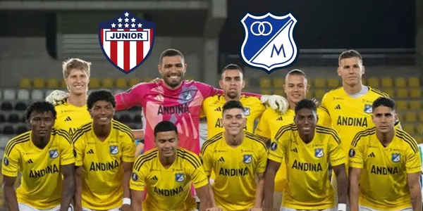 Jugadores de Millonarios FC con uno de sus uniformes alternativos en el año 2024