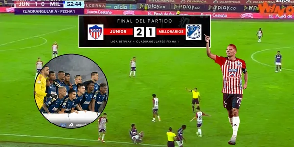 Jugadores de Millonarios FC contra Junior FC en Barranquilla