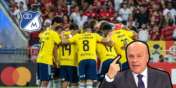 Jugadores de Millonarios FC en su partido en Brasil contra Flamengo