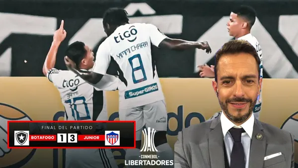 Junior celebrando gol ante Botafogo en Copa Libertadores