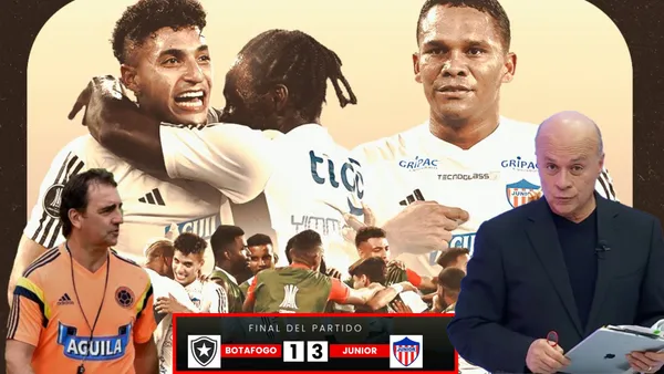 Junior celebrando victoria vs Botafogo en Copa Libertadores