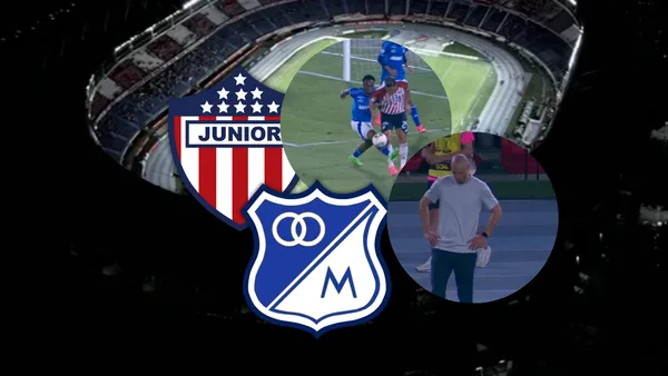 Junior FC vs Millonarios Foto: Captura de Win Sports y Escudoteca