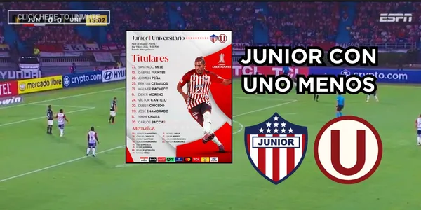 Junior FC y Universitario de Perú. Foto tomada de captura de pantalla de ESPN y Twitter Junior FC.