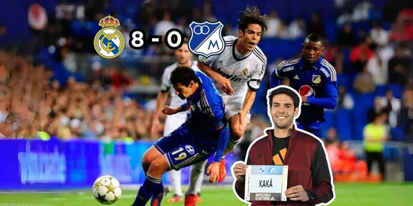 Kaká humilló a Millonarios FC. Foto de Kaká tomada de Noticias RCN y Daily Sabah, logos de Wikipedia.