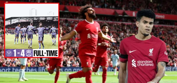 La acción egoísta de Salah con Luis Díaz vs Brentford (Foto redes Liverpool, RCN y Transfermarkt)