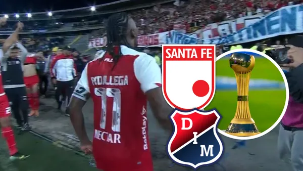 La alegría de Santa Fe: El equipo celebra su pase a la gran final ante el Medellín. Foto: Captura de Win Sports, Escudoteca y Dimayor