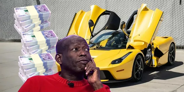 La anécdota de Faustino Asprilla con su Ferrari. Foto del auto de Autocasion y foto Asprilla de Las 2 Orillas, foto de pesos de 123RF.