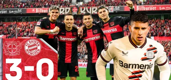 La calificación a Piero Hincapié y Gustavo Puerta en Bayer Leverkusen vs Múnich (Foto tomada redes Leverkusen, AS y Caracol Radio)