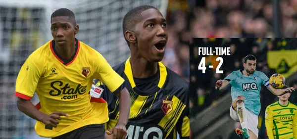 La calificación que recibió Yaser Asprilla por Watford vs Norwich en Inglaterra (Foto tomada de AS y redes de Watford)