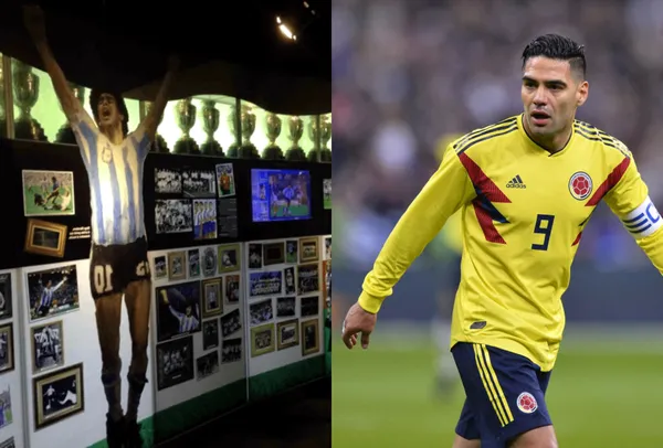 La Conmebol tiene un impresionante museo y un jugador colombiano se destaca en la entrada del recinto, junto a la imagen de otros cracks.