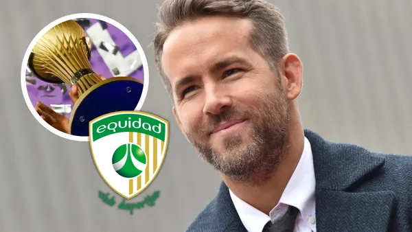 La Equidad campeón? Este gesto de Ryan Reynolds ilusiona a los hinchas con la posibilidad de ver a su equipo levantar el título. Foto: Wikipedia, Liga Betplay y Escudoteca