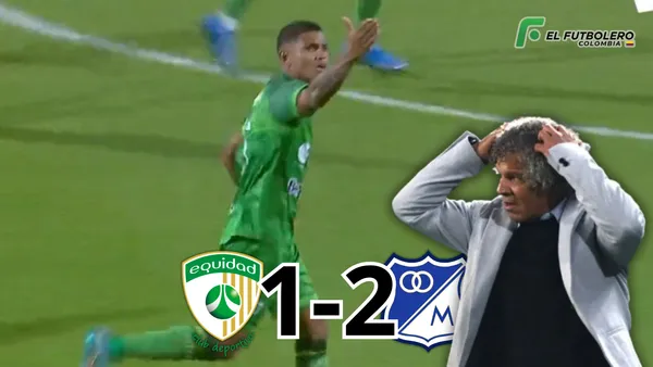 La Equidad vs Millonarios Foto: Captura de Win Sports, Escudoteca PN y Futbolred