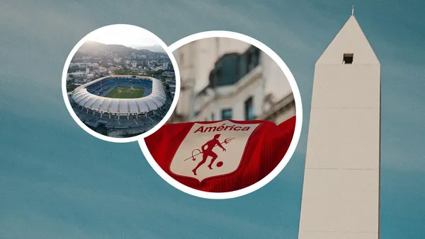 La hinchada escarlata dio de qué hablar en Argentina, aunque no llenan su casa en Cali. Foto: América de Cali