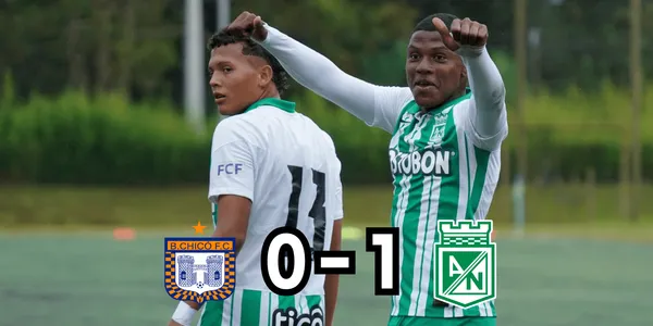 La joven promesa Óscar Perea anotó el primer tanto contra el Boyacá Chicó.