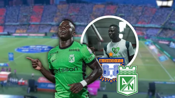 La nueva celebración de Marino Hinestroza que ya pone a ganar a Nacional Foto: Captura de Win Sports, Escudoteca y Nacionaloficial