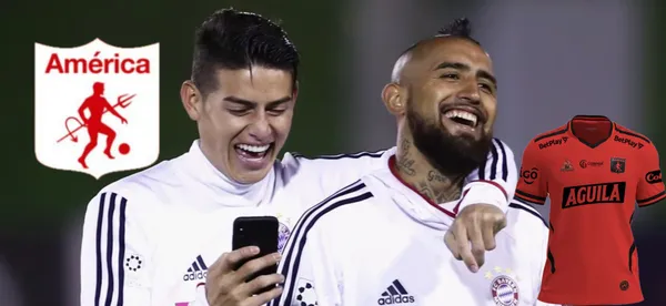 La reacción de James Rodríguez al ver que Arturo Vidal puede fichar con América