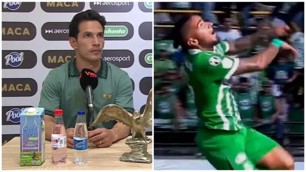La reacción del entrenador de Nacional ante el duro golpe que recibió su delantero - Captura de pantalla Win Sports