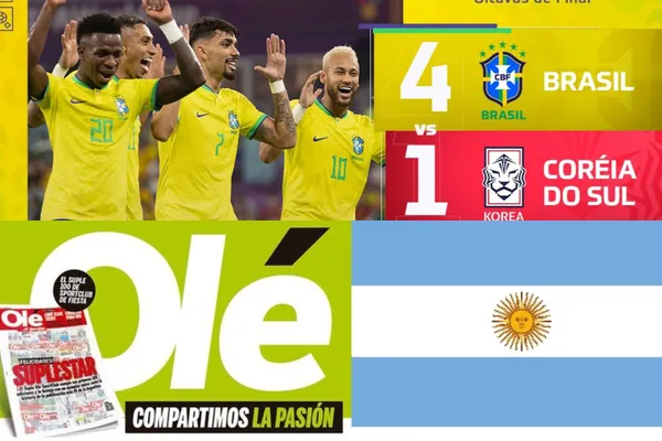 La Selección Brasil superó a Corea del Sur y en Argentina el Diario Olé reseñó el hecho de manera peculiar.