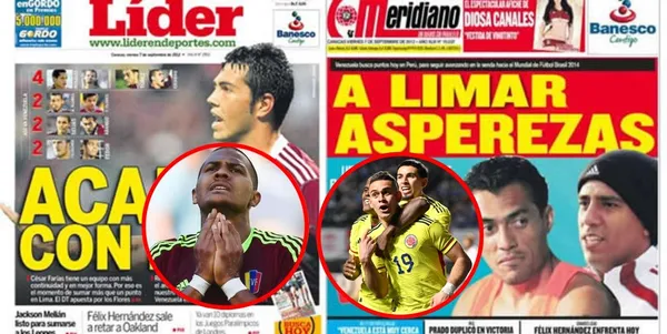 La Selección Venezuela no pudo contra la Selección Colombia y en el vecino país la prensa reaccionó.