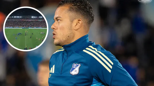 Leonardo Castro firmó un doblete ante Santa Fe pero no le alcanzó a Millonarios Foto: MFC y Captura de Win Sports