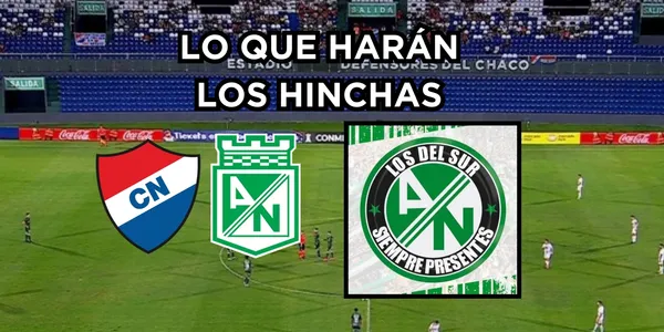 Los hinchas de Nacional hacen un anuncio. Foto captura de pantalla ESPN, logo hinchas tomado de Twitter Los Del Sur @LDSoficial.