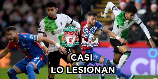 Luis Díaz casi es lesionado en una mala jugada en el partido entre Liverpool Vs Crystal Palace.