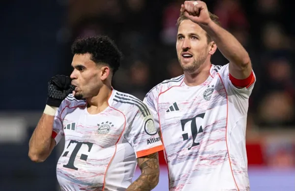 Luis Díaz celebrando su gol con el Bayern Múnich ante el Heidenheim - Instagram @luisdiaz19_