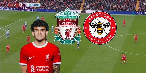 Luis Díaz como suplente en el Liverpool por la Premier League de Inglaterra.