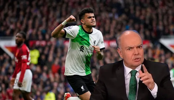 Luis Díaz con la camiseta de Liverpool, al lado Iván Mejía. FOTO: 'x'