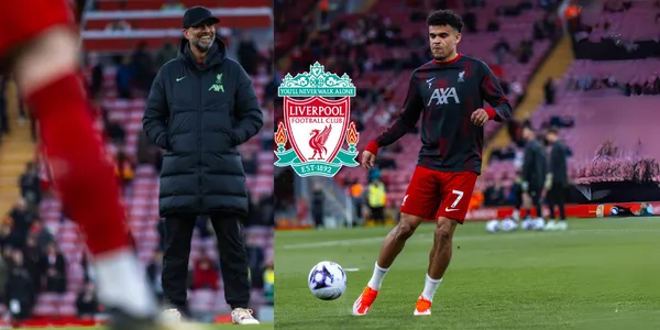 Luis Díaz en la previa del Liverpool contra el Sheffield United. Foto tomada Liverpool Twitter.