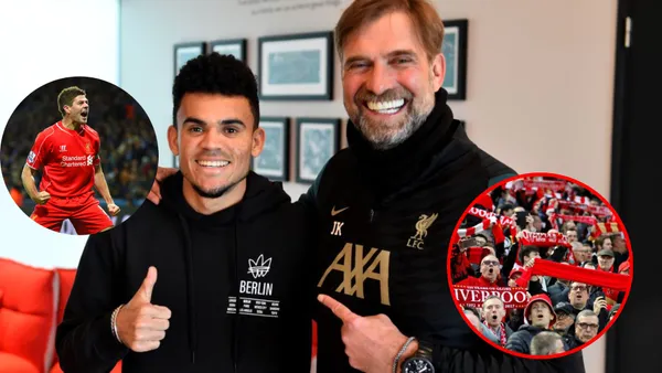 Luis Díaz junto a Jurgen Klopp en Liverpool
